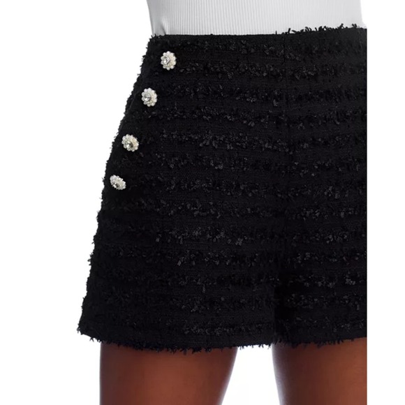 AQUA Black Tweed Shorts with Jewel Buttons -‎ Dressy Party - Size S - Picture 3 of 8